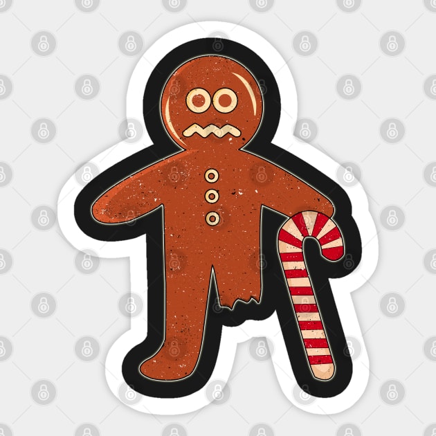 Gingerbread Person With Candy Cane Missing Leg Sticker by Swagazon